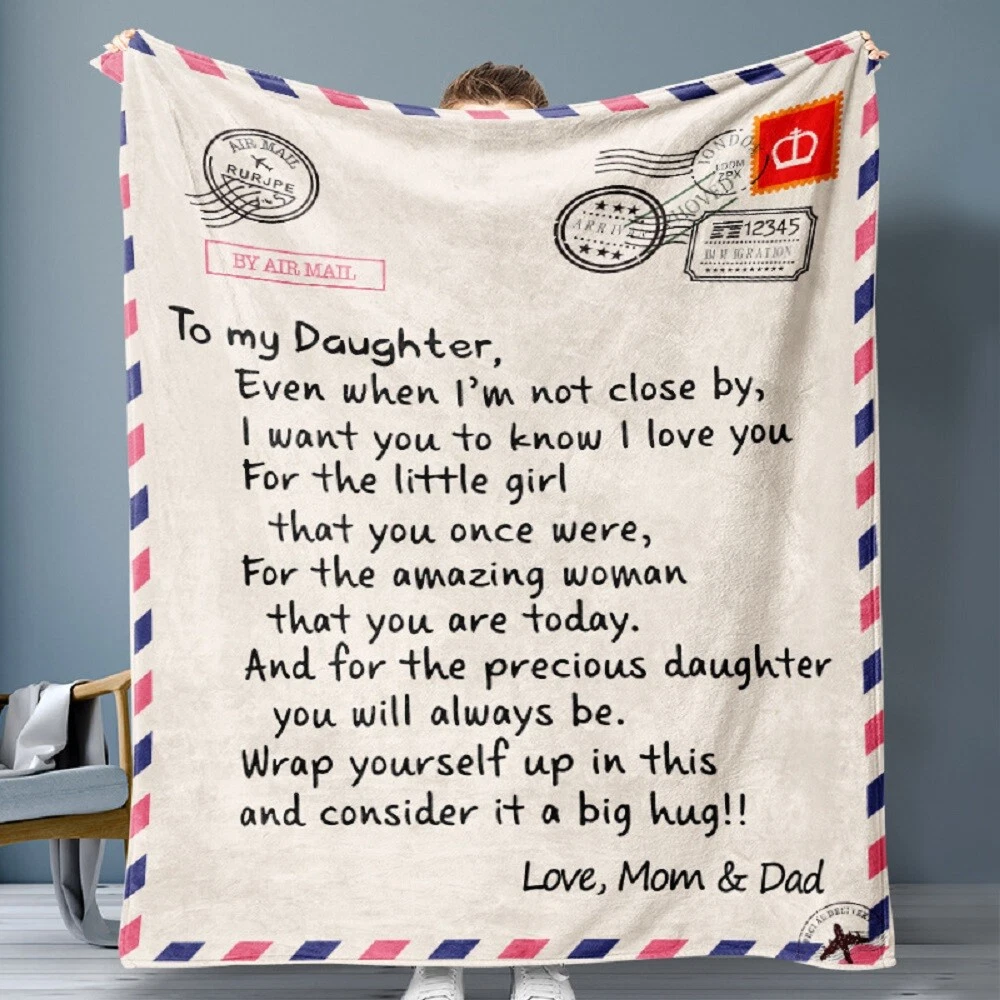 Letter Blanket to My Daughter Son from Dad Mom Quotes Fleece Bed