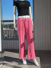 Modern JUICY COUTURE Sweats Track Pants Pink Terry Cloth Large Back Pockets Y2K