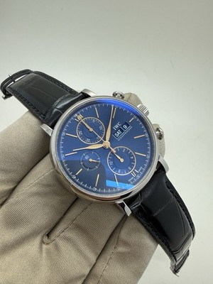 2024 IWC Portofino Blue Dial Chronograph 42mm Steel Automatic Watch IW391036 B+P