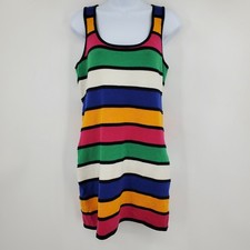 Wet Seal Y2K Rainbow Striped Bodycon Knit Mini Dress Sleeveless Racerback XL