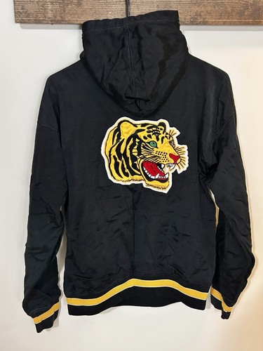 Vintage Fab Knit Tiger Varsity Letterman 1/4 Zip Hoodie Jacket Size 42 Med - Picture 2 of 18