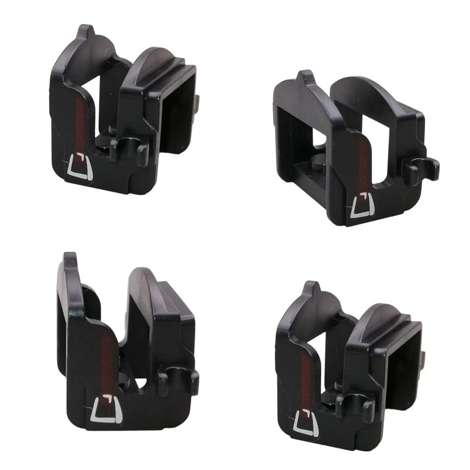 CUSTOM BRICK DESIGN 4er Set Pferde Sattel schwarz mit Steigbügel Aufdruck für LEGO® Ritter Figuren