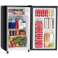 3.2 Cu.Ft Mini Fridge with Freezer Small Refrigerator Single Door Adjustable ...
