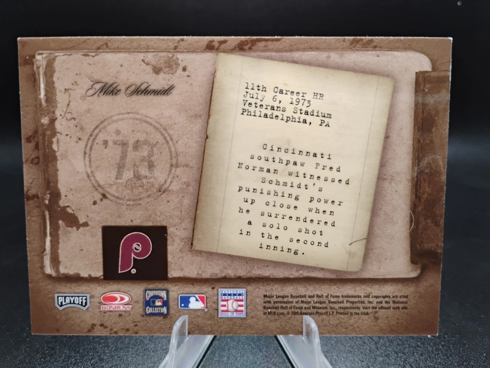 Donruss Playoff Biografía Mike Schmidt 2005 Automático 11 Filis Salón de la fama Firmado SSP Foto 2 de 2