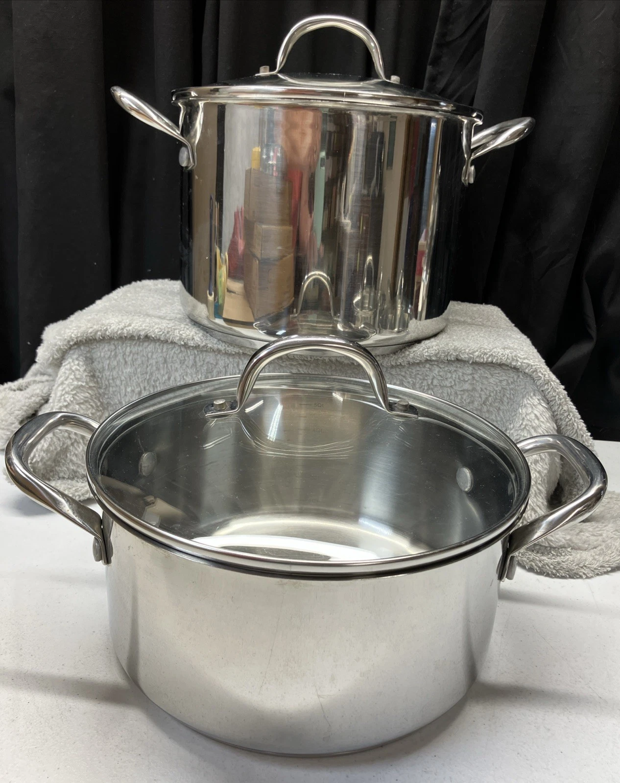 Wolfgang Puck Cafe 8qt. Stockpot & 5 Qt. Dutch Oven W/lids 18/10 Stainless*
