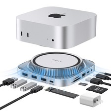 13-in-1 Mac mini M4 Dock, Ultra Docking Station Stand with M.2 NVMe SSD Enclo...