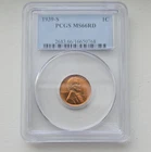 1939 Lincoln Wheat Small Cent PCGS MS66 RD San Francisco Uncirculated