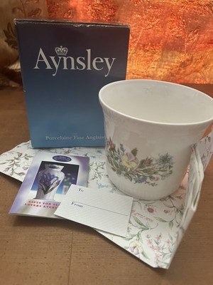 Vintage Aynsley ''Wild Tudor'' Muster Fine Bone China Übertopf, Box und Papier 