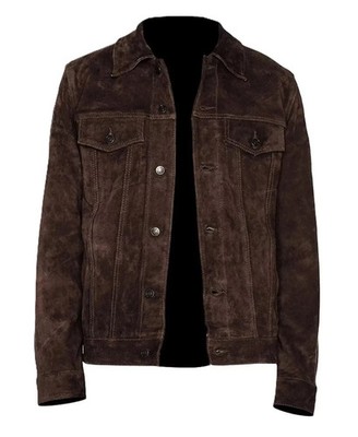 Men's Real Custom Handmade Jacket Lambskin Suede Leather's Tan Brown Color Biker