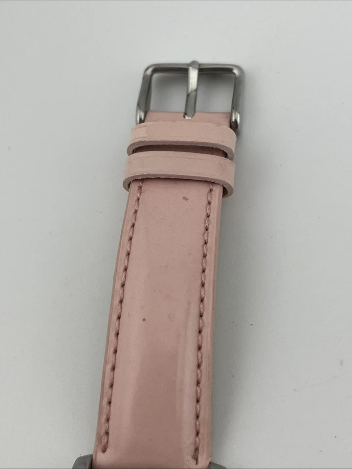 Reloj Espirit Mujer Vintage 35mm Estuche Plateado Correa Cuero Rosa - Batería Nueva Foto 4 de 4