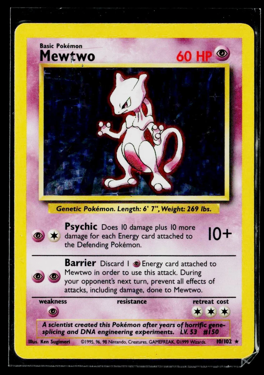 mewtwo basic pokemon card price Pokmon Cards: Value and Collecting Tips Colorless Psychic (10+) Does 10 damage plus 10 more damage for each Energy card attached to the Defending Pokmon Basic Mewtwo 130HP 51/108 Pokemon