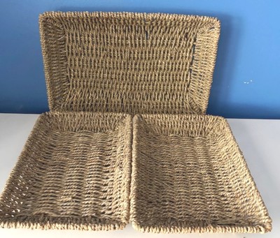 SET OF 3 STURDY TWISTED WEAVED SEAGRASS NESTING TRAYS-EUC