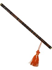 Chen Hsien Chin Bamboo Flute with Orange Tassel Decorative Design