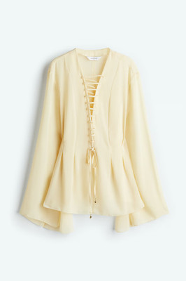 HYM - Lacing-detail Chiffon Blouse    Brand New / Sealed