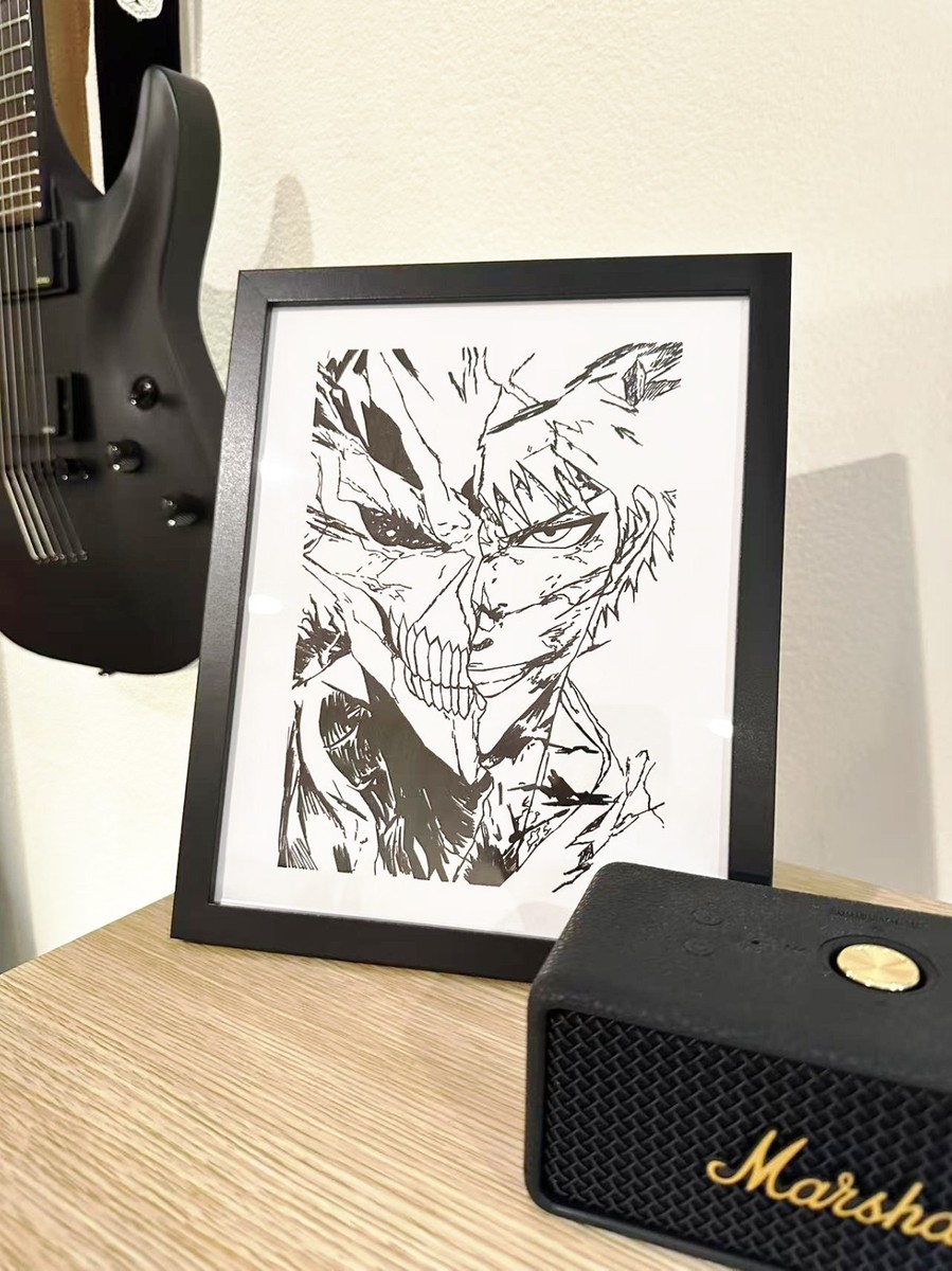 Hand Drawn (Not a Print) Bleach Ichigo Framed Pen & Ink Art