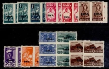SOUTH WEST AFRICA GVI SG123-130b, 1943-44 War effort set + SHADES M MINT Cat £55
