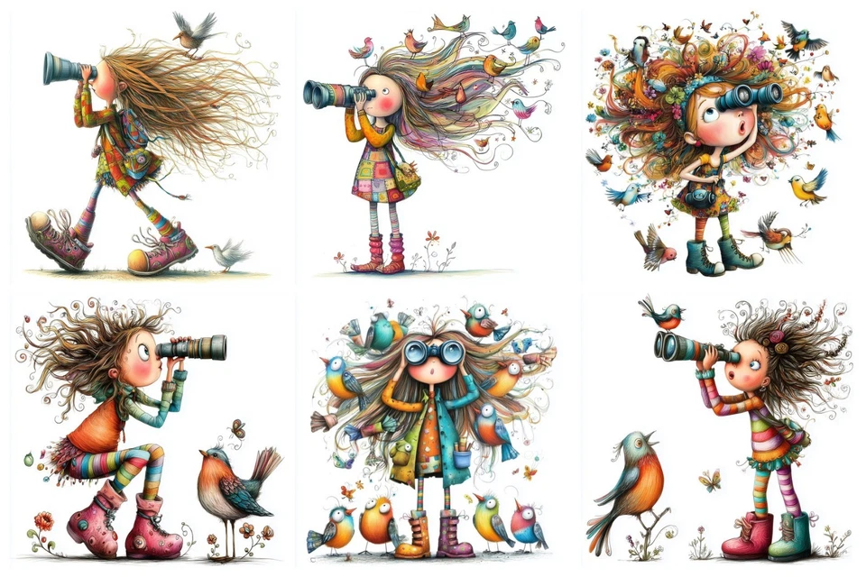 DAZZLING ACE DESIGNS BIRD WATCHING Cardmaking Card Toppers Scrapbook Tags Paper Craft