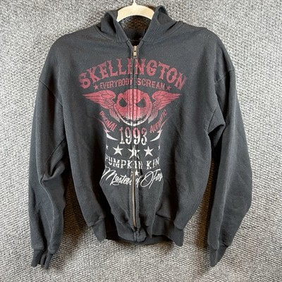 Disneyland Resort World Jack Skellington Full Zip Sz XL Black Hoodie Sweatshirt