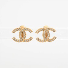 Chanel Coco Mark 2084 Earrings (for both ears) GP×Rhinestone Gold