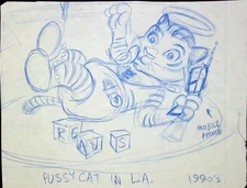 Pussycat in LA Mobile Phone 1990s Animation Charachter Studio Image Sketch 1/1