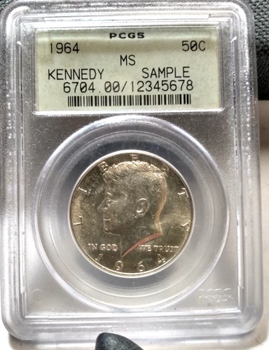 1964 Kennedy Silver Half Dollar PCGS MS Sample Slab Old Green Holder OGH