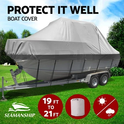 Seamanship Boat Cover 19-21ft Trailerable Jumbo Marine Grade Heavy Duty Grey - image 1 of 4