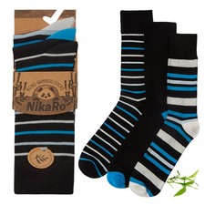 Nikaro Men's Bamboo Socks 6 Pairs - Striped - Soft, Breathable, Antibacterial -
