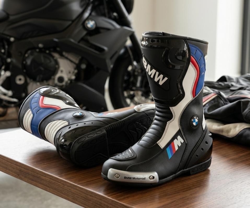 【ゴアテックス】 Motorrad レザー ライディングシューズ BMW Motorrad Motorbike Racing Leather Boots-Certified Protector