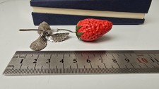 925 Sterling Silber Vintage Deko Erdbeere Selten Rar