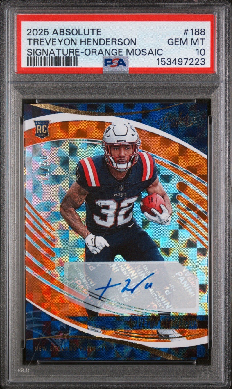 TreVeyon Henderson Panini Absolute #188 Autograph Orange Mosaic