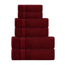 6 Piece Bath Towel Set 2 2 Hand 2 Washcloths Burgundy