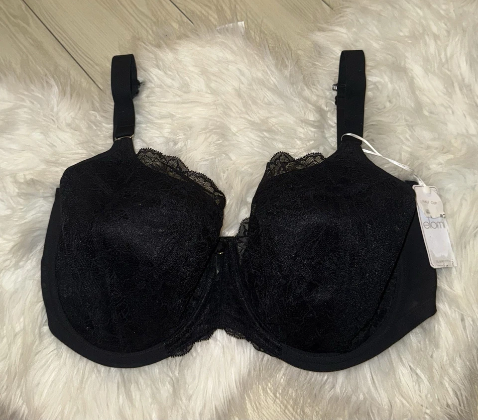 Sujetador Elomi 8081 Brianna ligeramente forrado Balconette de encaje para mujer EE. UU. 36K negro nuevo con etiquetas Foto 2 de 4