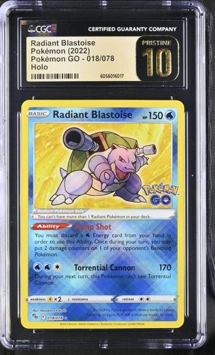 Pokemon 2022 Radiant Blastoise 018/078 Pokemon GO CGC 10 PRISTINE