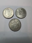 3 in total 1896P, 1897P, 1898P Morgan Dollars Circulated 90% Silver