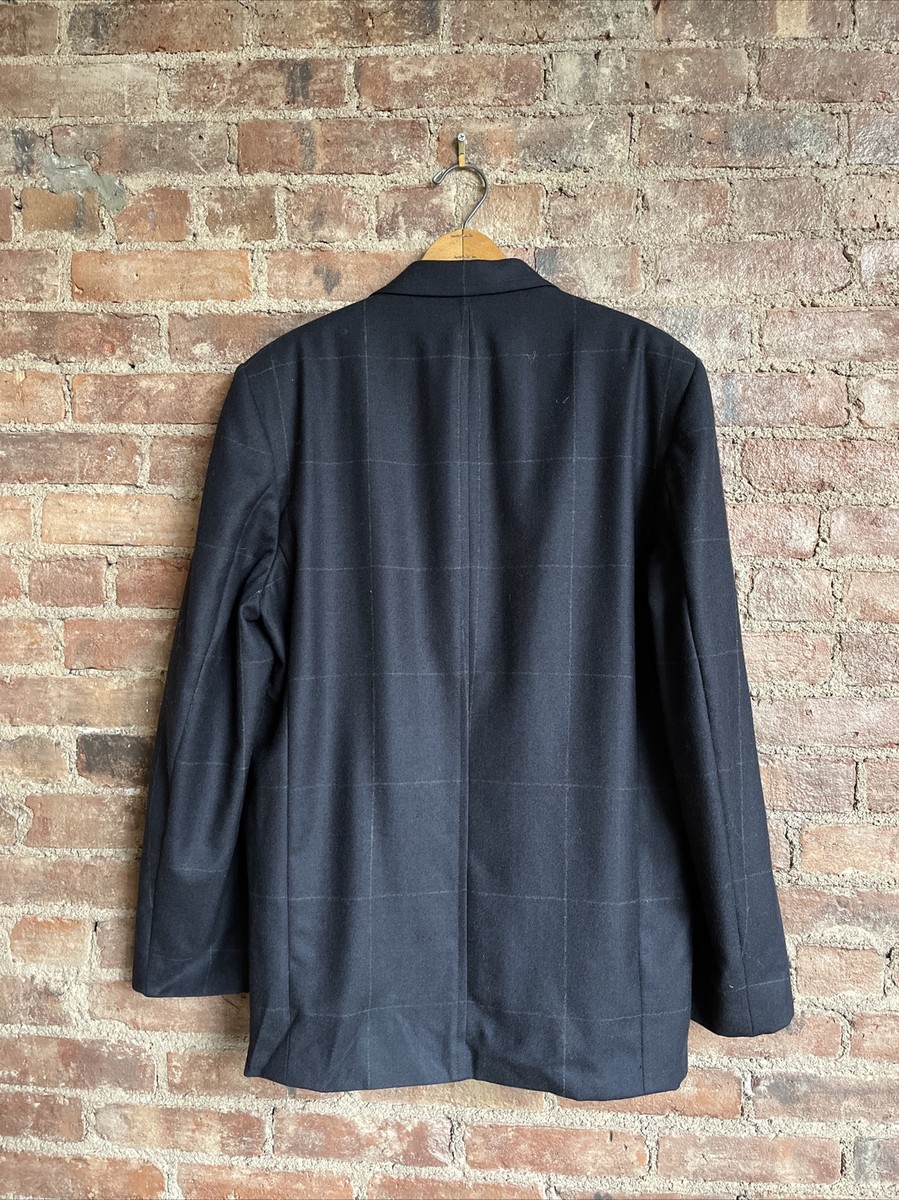Vtg PS Paul Smith Men's Jacket, Sz 42, Navy Box Plaid 100% Wool