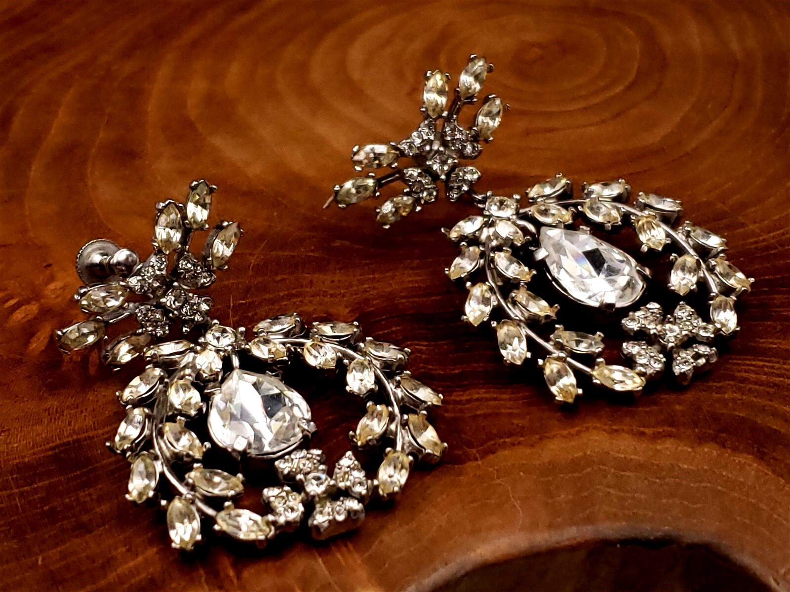 Marvella Chandelier Silver tone Earrings, Diamond… - image 4