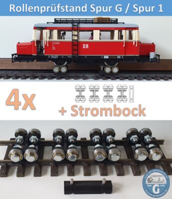 Rollenprüfstand Spur G/1 Mini, 4x Rollenbock + Strombock, LGB-Gartenbahn (12441)