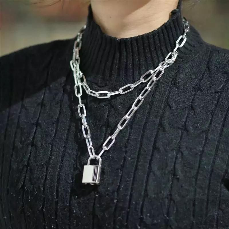 Women's Chunky Chain Lock Padlock Necklace