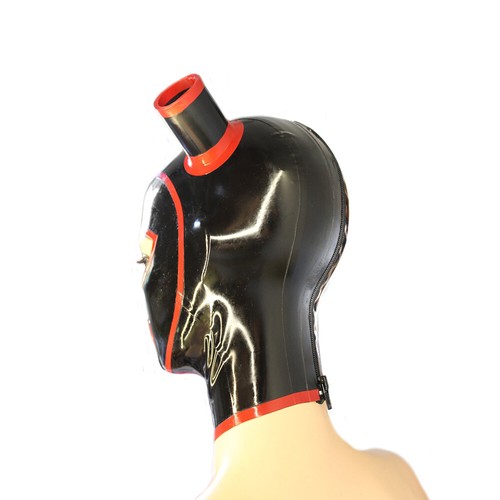 Ladies Black Latex Mask Wig Hole No Wig Mask Paryt Rubber Catsuits Bodysuit Hood - Picture 5 of 6