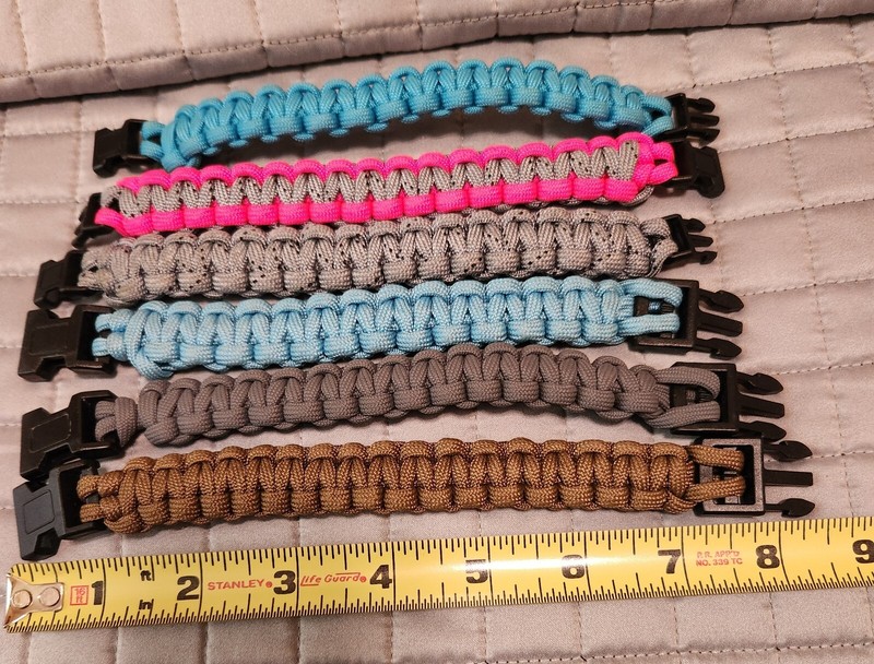 6 New Parachute ParaCord Bracelets for Emergency Survival Hiking-Assorted colors