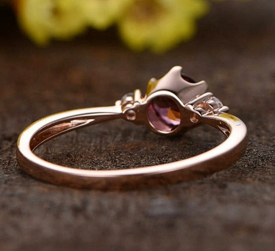 Anillo de turmalina rosa - relleno de oro rosa de 14 k, anillo redondo... - Imagen 3 de 4
