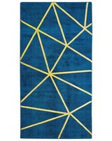 Moderner Teppich Marineblau Mit Gold Muster Kurzflor Rechteckig 80X150Cm Havza