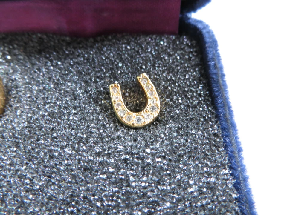 Серьги-гвоздики Montana Silversmiths с фианитами золотистые для конного спорта - Изображение 3 из 4