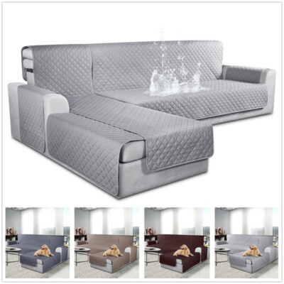 100% Waterproof L Shape Sofa Cover Sectional Couch Chaise Lounge Couch  Slipcover