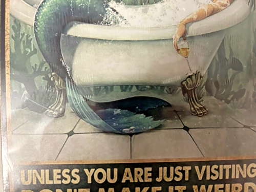 Metal Mermaid Bathroom Sign Get Naked - Unless You Are Just Visiting Wall 8x12 - Picture 8 of 13