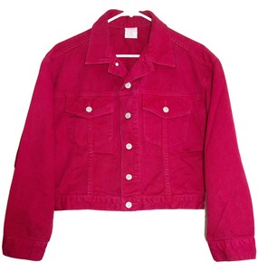 raspberry denim jacket