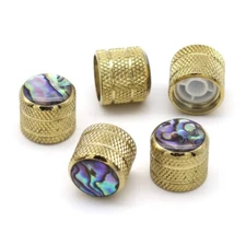 5x Metal 6mm Shaf Guitar/Bass Push-on Abalone Top Control Volume Tone Knobs GD