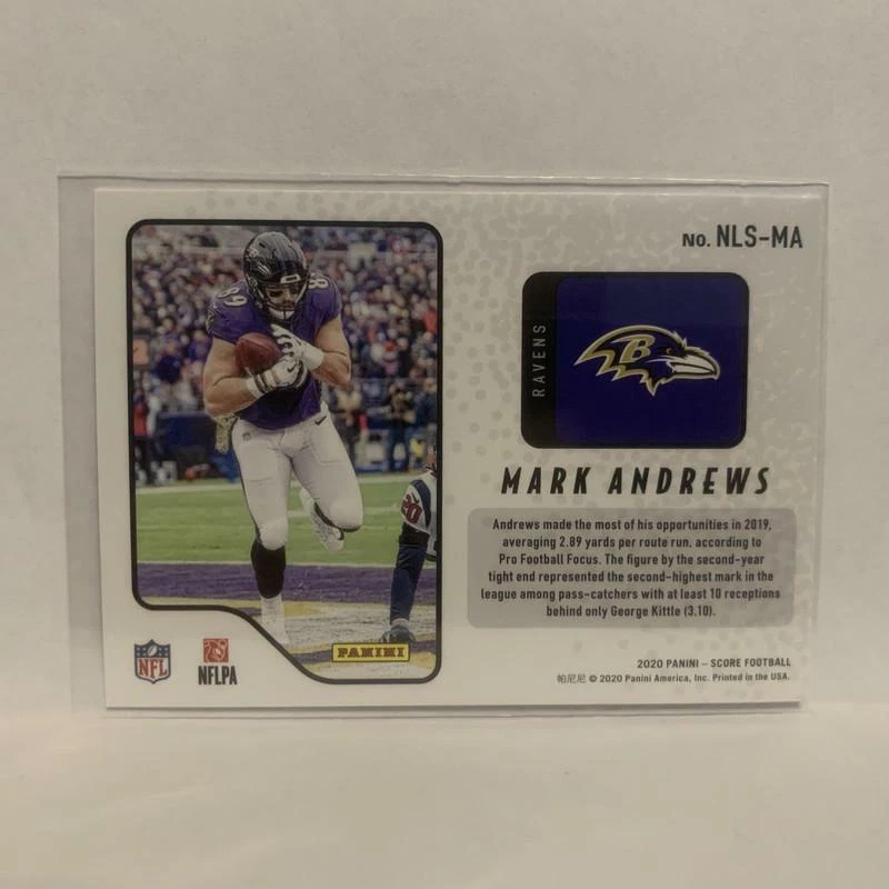 NLS-MA Mark Andrews Baltimore Ravens 2020 Score Football Card LW - Image 2 of 2