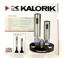 NIB Kalorik Wine Lover Set Cordless Rechargable Opener Preserver Stainless Steel