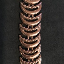 8” 1960s Fancy Silver Tone Crescent Moon Link Silver Tone Bracelet
